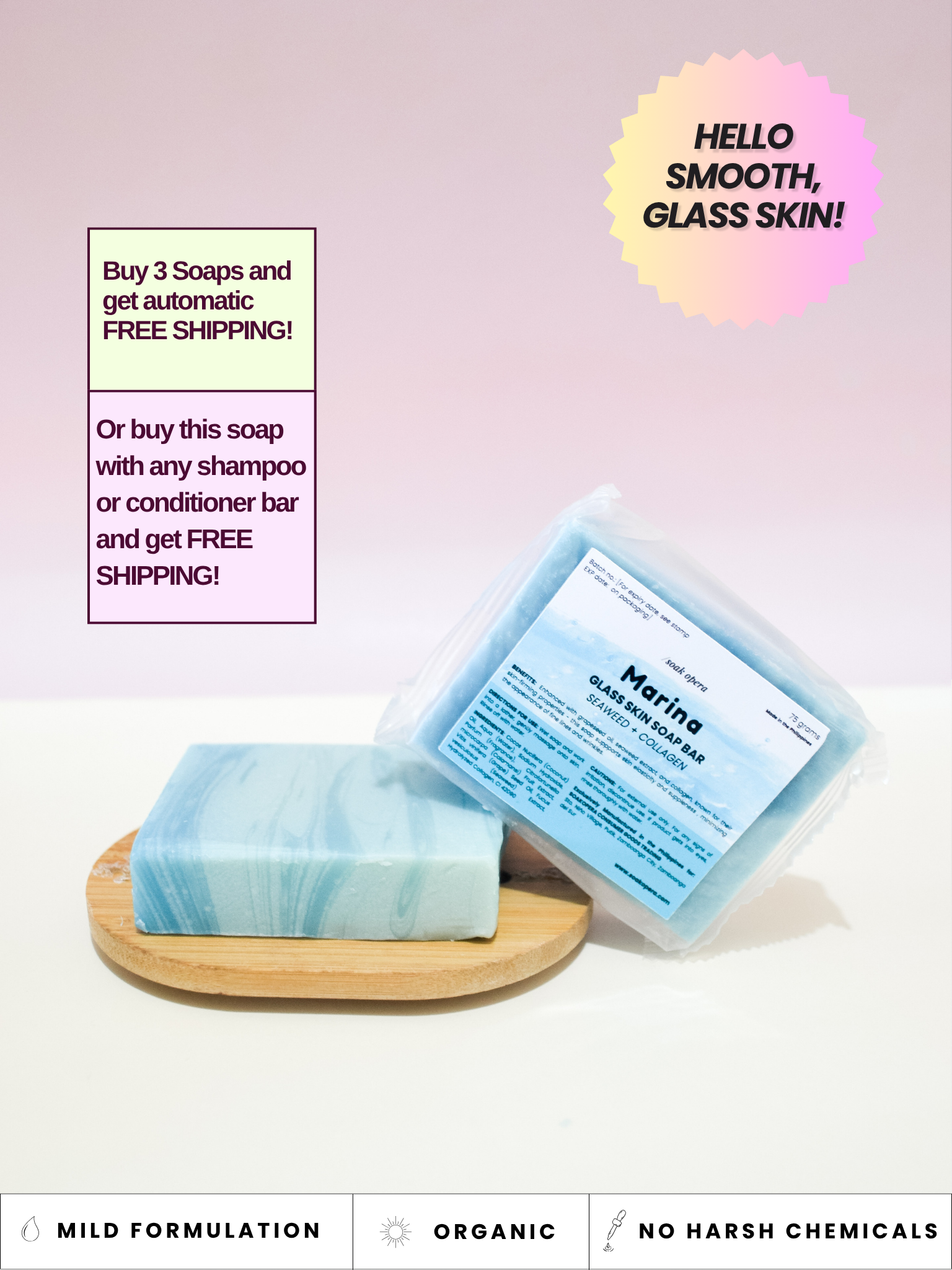 Marina Glass Skin Soap Bar (For firm & supple skin)