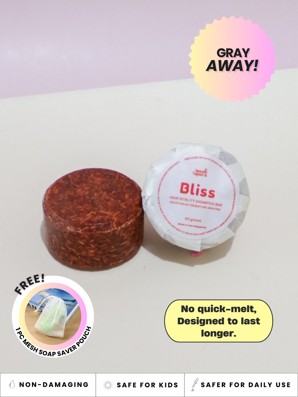 Bliss Hair Vitality Shampoo Bar (for aging/graying hair)